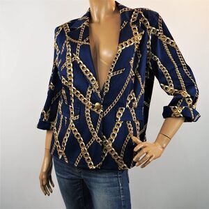 Vintage 80 Blazer Jacket Linea by Louis Dell'Olio Chain Royalty Jacket Sz L NWOT